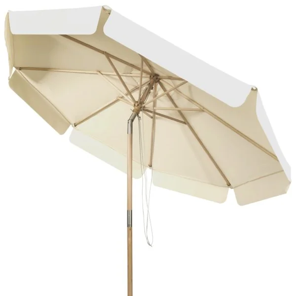 Parasol Inclinable Ø300x253CM avec Manivelle Anti-UV Protection Solaire Toile Polyester Imperméable à Rabats Beige/Gris