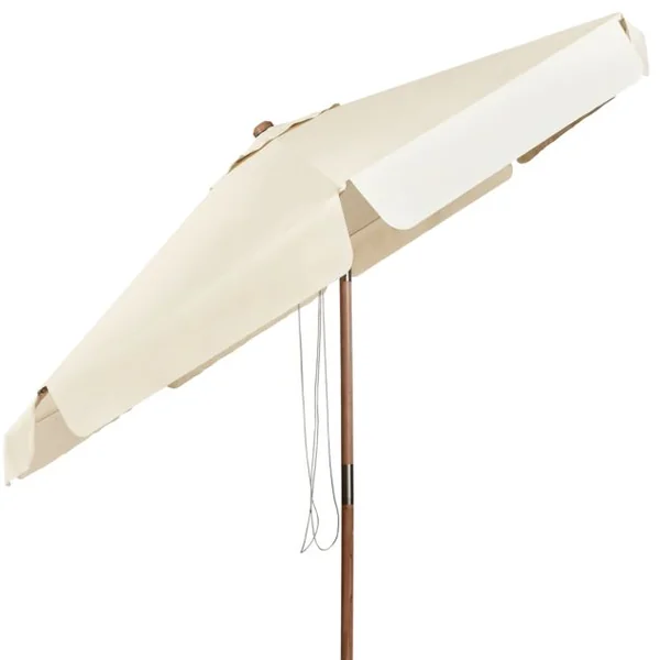 Parasol Inclinable Ø300x253CM avec Manivelle Anti-UV Protection Solaire Toile Polyester Imperméable à Rabats Beige/Gris