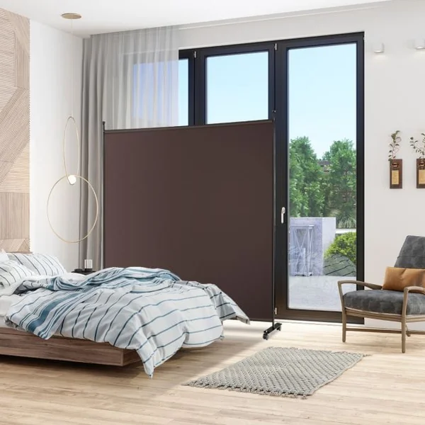 Paravent pour l'Intérieur & l'Extérieur- 184 x 184 CM à Roulettes Écran de Confidentialité Brise Vue Balcon / Jardin Marron