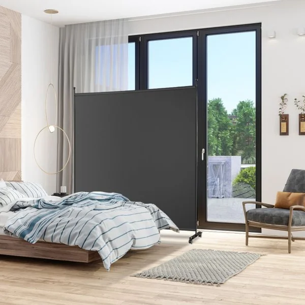 Paravent pour l'Intérieur & l'Extérieur- 184 x 184 CM à Roulettes Écran de Confidentialité Brise Vue Balcon / Jardin Noir