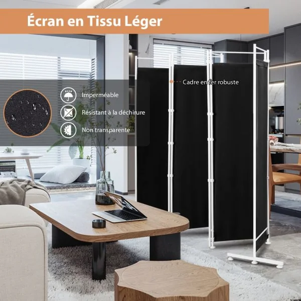 Paravent sur Pied 6 Panneaux Pliable Brise Vue Cloison de Séparation Pièce Protéger Privée 300 x 180 CM Café