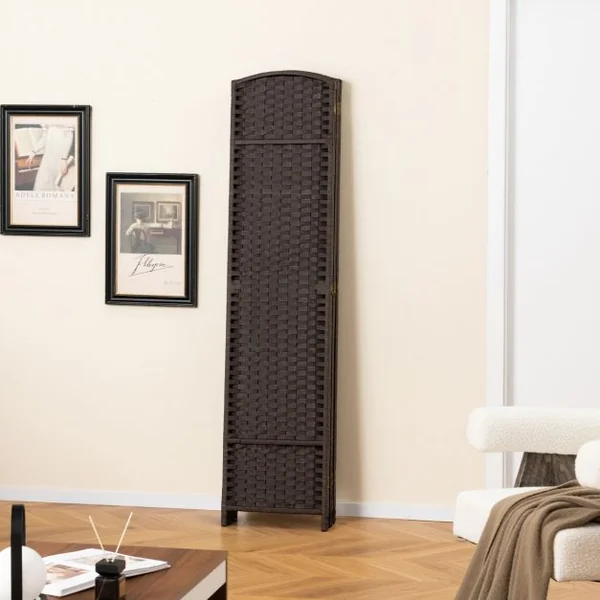 Paravent à 6 Panneaux 240 x 170 cm Cloison de Séparation Protéger Privée Marron Foncé Noir