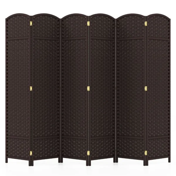 Paravent à 6 Panneaux 240 x 170 cm Cloison de Séparation Protéger Privée Marron Foncé Noir