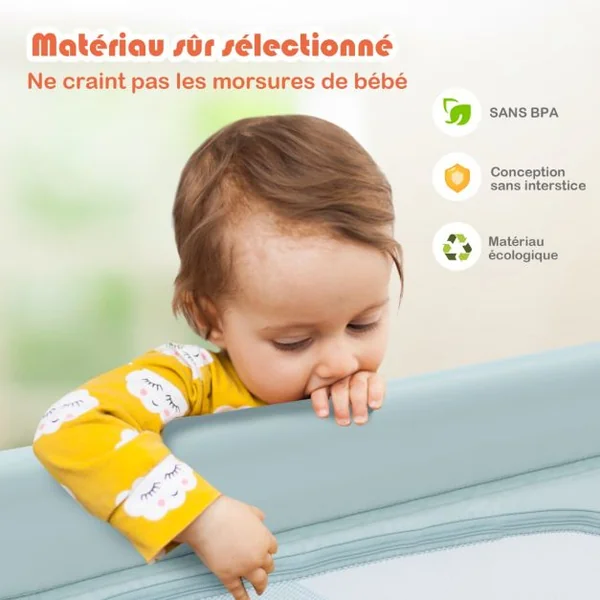 Parc Bébé Portable 120 x 120 x 68 CM avec 50 Boules Colorées Barrière de Sécurité de Enfants Pieds Antidérapantes 3 Ans + Bleu/Gris/Gris foncé/Multicoloré