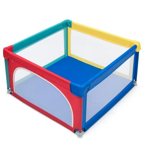 Parc Bébé Portable 120 x 120 x 68 CM avec 50 Boules Colorées Barrière de Sécurité de Enfants Pieds Antidérapantes 3 Ans + Coloré