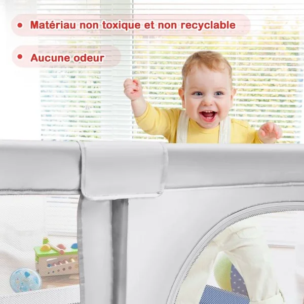 Parc Bébé Portable 120 x 190 x 69 CM aevc 50 Boules Colorées Barrière de Sécurité de Enfants Pieds Antidérapantes 3 Ans + Coloré/Gris Foncé/Gris Clair/Bleu
