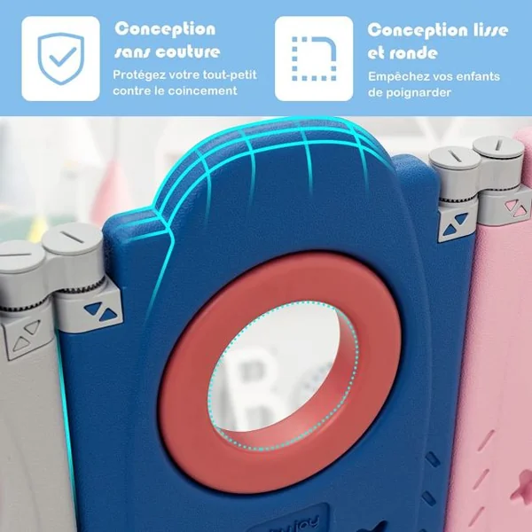 Parc pour Bébé 14 Panneaux en HDPE Centre d'Activité pour Bébé avec Verrou de Sécurité Jouets Educatifs pour Enfants 6-36 mois