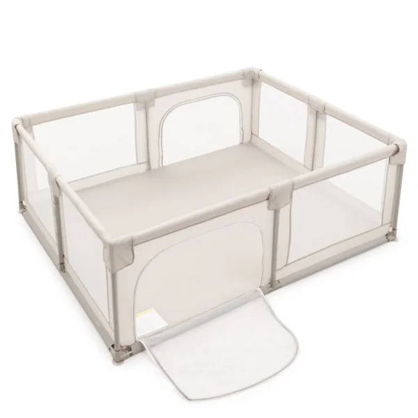 Parc pour Bébé XL 190 x 150 x 70 cm Centre d'Activité pour Enfants avec Base Antidérapante porte Parc Fermeture à Glissière Intérieur et Extérieur Beige