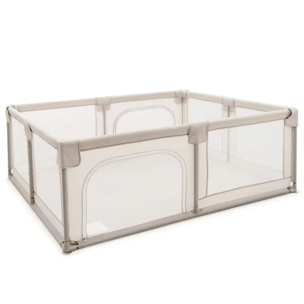 Parc pour Bébé XL 190 x 150 x 70 cm Centre d'Activité pour Enfants avec Base Antidérapante porte Parc Fermeture à Glissière Intérieur et Extérieur Beige