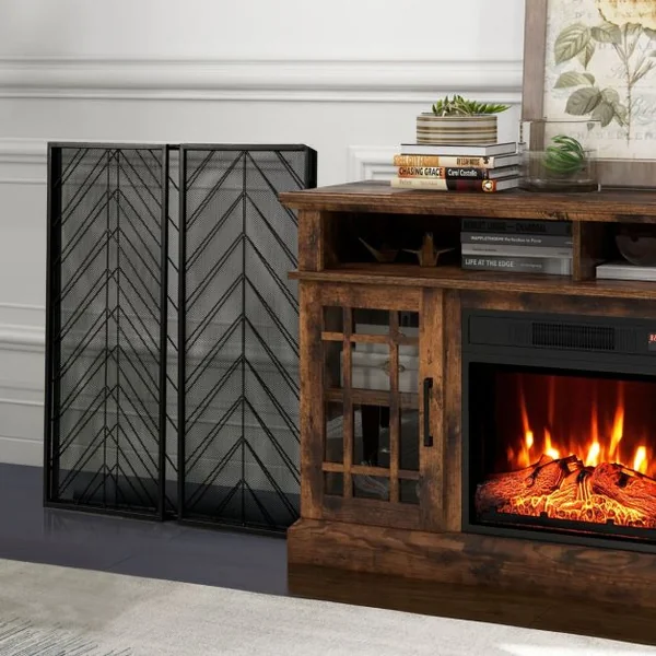 Pare-feu Pliable 133 x 78 CM (L x H) pour Cheminée / Poêle - 3 Volets Grille de Protection Enfant et Animaux Noir