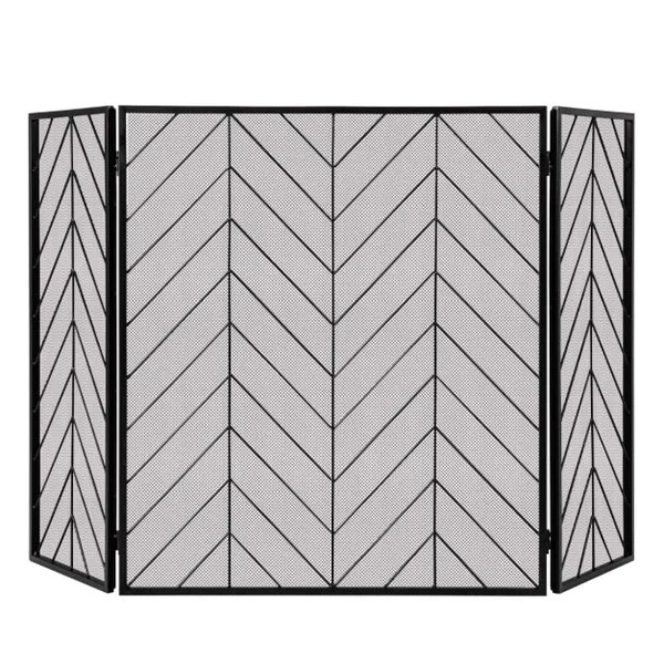 Pare-feu Pliable 133 x 78 CM (L x H) pour Cheminée / Poêle - 3 Volets Grille de Protection Enfant et Animaux Noir