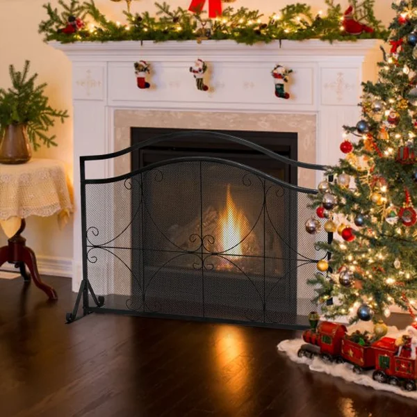 Pare-feu pour Cheminée/Poêle 1 Grand Volets Long 112 cm Haut 83,5 cm en Métal