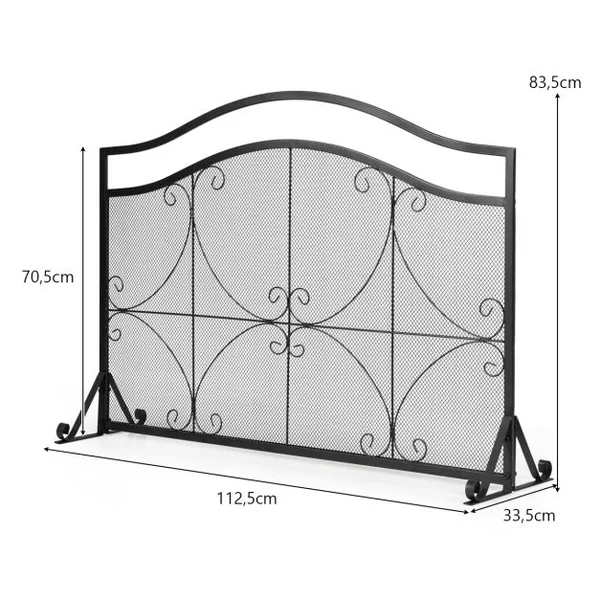 Pare-feu pour Cheminée/Poêle 1 Grand Volets Long 112 cm Haut 83,5 cm en Métal