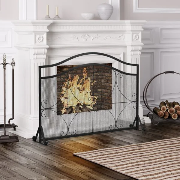 Pare-feu pour Cheminée/Poêle 1 Grand Volets Long 112 cm Haut 83,5 cm en Métal