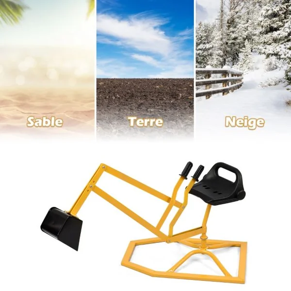 Pelleteuse Enfant Flexible Pivotant sur 360° Pelleteuse Excavatrice pour Bac à Sable 3 Ans+ en Métal Robuste