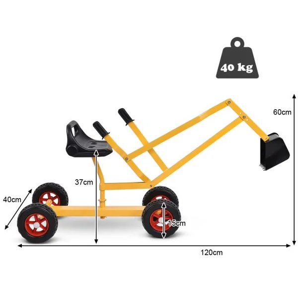 Pelleteuse pour Enfant Flexible Pivotant sur 360° Pelleteuse Excavatrice pour Bac à Sable 3 Ans+ en Métal Robuste