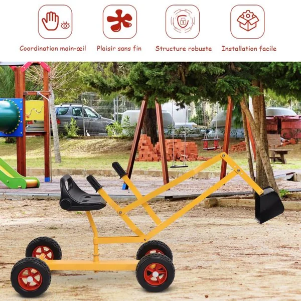 Pelleteuse pour Enfant Flexible Pivotant sur 360° Pelleteuse Excavatrice pour Bac à Sable 3 Ans+ en Métal Robuste