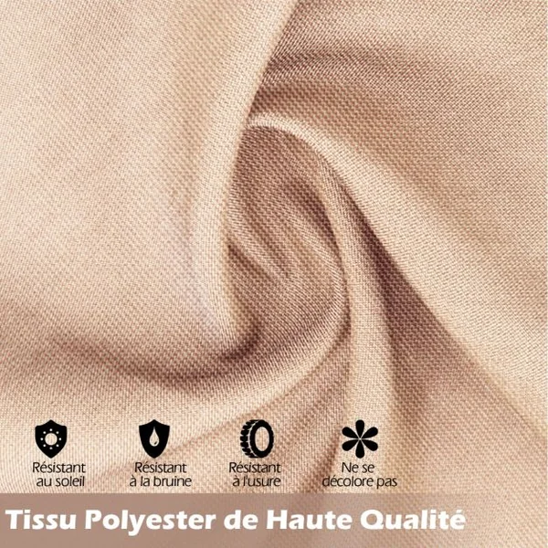 Pergola Rétractable 305 x 305 CM Pergola Métallique à Toit Plat pour Patio avec Auvent Rétractable 2 Couvre-soleils à Enrouleur Beige