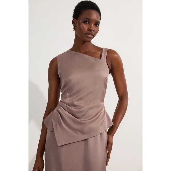Petite Premium Robe Maxi Crayon Asymétrique en Viscose et Lin Sur Mesure