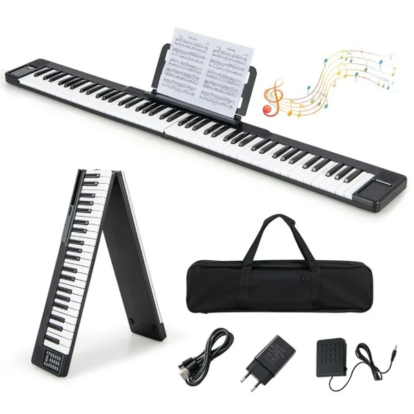 Piano Numérique Pliable à 88 Touches avec Fonction Bluetooth MIDI Clavier Électronique Portable avec Pédale de Sustain Sac de Transport