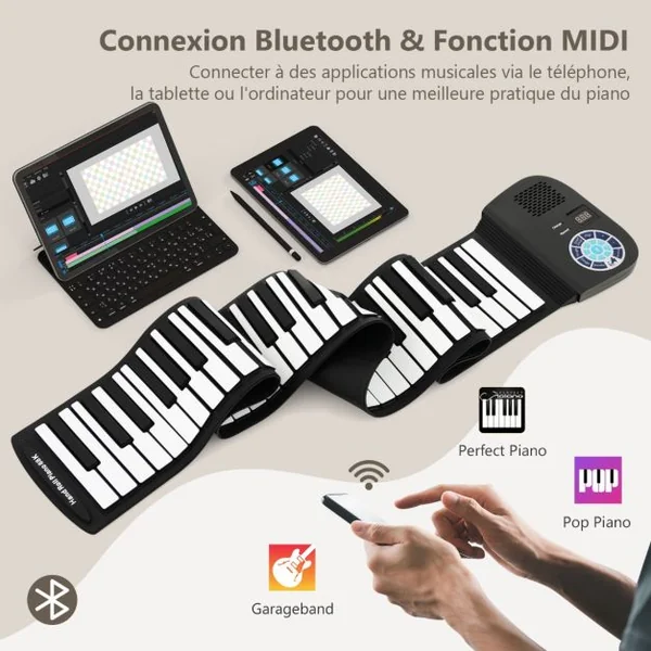 Piano à 88 Touches avec 128 Rythmes et 128 Sons Clavier Électronique avec Fonction MIDI Pédale de Sustain pour Enfants de 3 Ans+ Noir