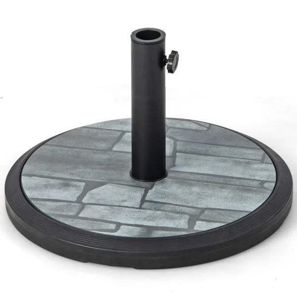 Pied de Parasol Beton φ48CM 15 KG Pied de Parasol Lourd avec 3 Adaptateurs Surface Virée Tube en Fer pour Poteaux de Parasol 35/38/48 mm