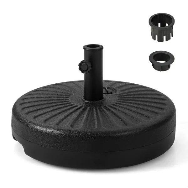 Pied de Parasol Lourd pour Parasolφ38/48 mm Socle Parasol Extérieur en HDPE Rempli de 28Kg Sable/18L Eau Dia.50 x H30 cm