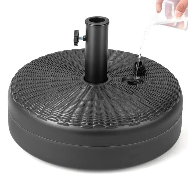 Pied de Parasol pour Parasolφ38 mm/48 mm Socle Parasol Extérieur en HDPE Rempli de 30 kg Sable/ 15,5L Eau Dia.45 x H30 cm
