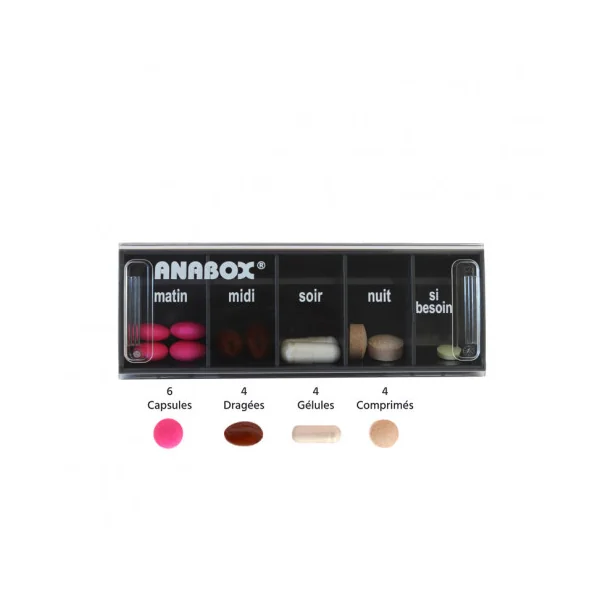 Pilulier journalier Anabox 5 prises par jour Anthracite