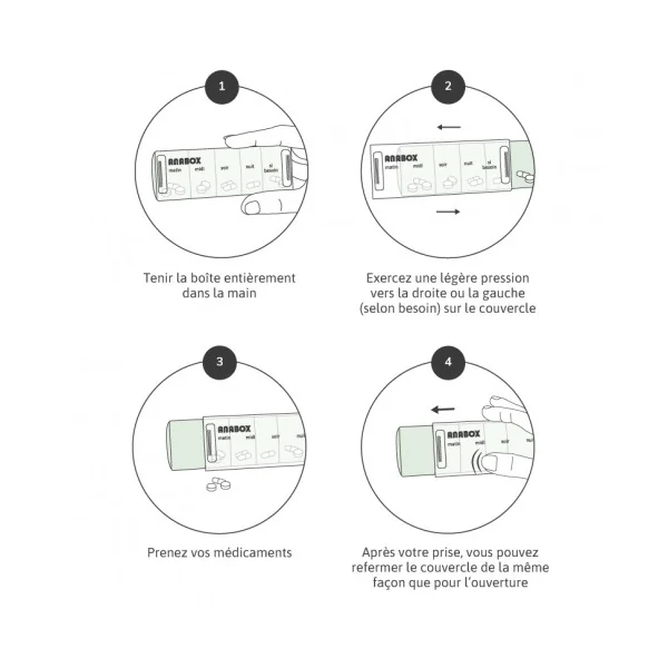 Pilulier journalier Anabox 5 prises par jour Anthracite