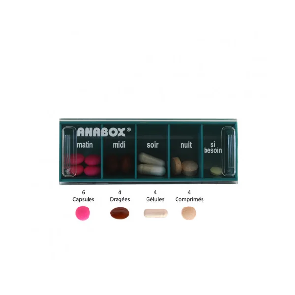 Pilulier journalier Anabox 5 prises par jour Bleu Canard