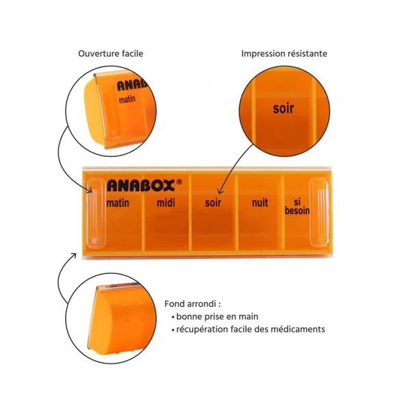 Pilulier journalier Anabox 5 prises par jour Moutarde