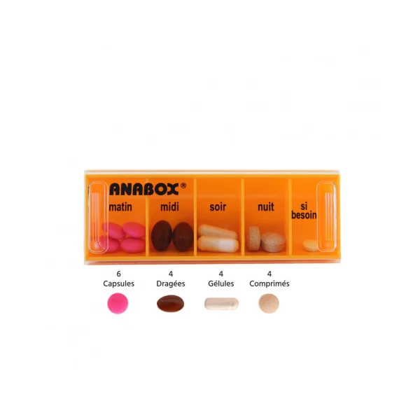 Pilulier journalier Anabox 5 prises par jour Moutarde