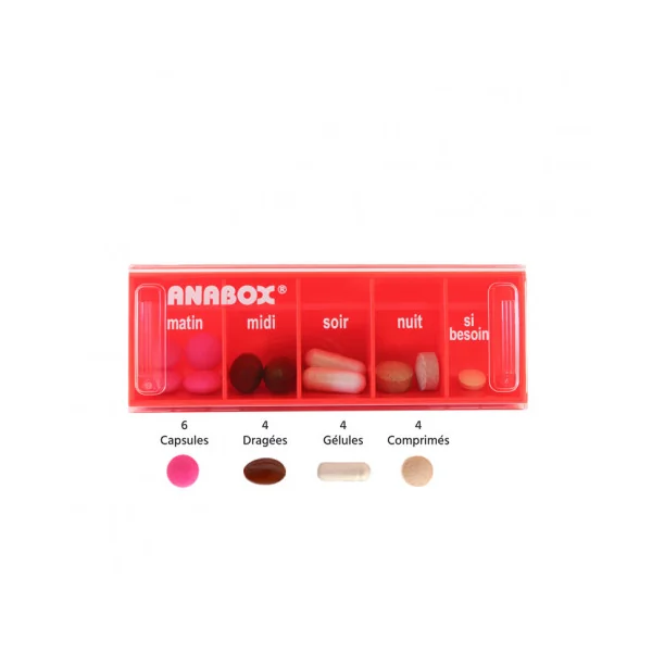 Pilulier journalier Anabox 5 prises par jour Orange fluo