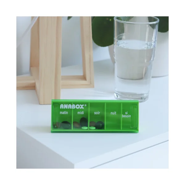 Pilulier journalier Anabox 5 prises par jour Vert Anis