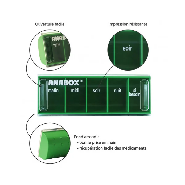 Pilulier journalier Anabox 5 prises par jour Vert Clair