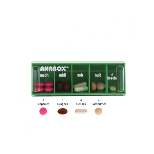 Pilulier journalier Anabox 5 prises par jour Vert Clair