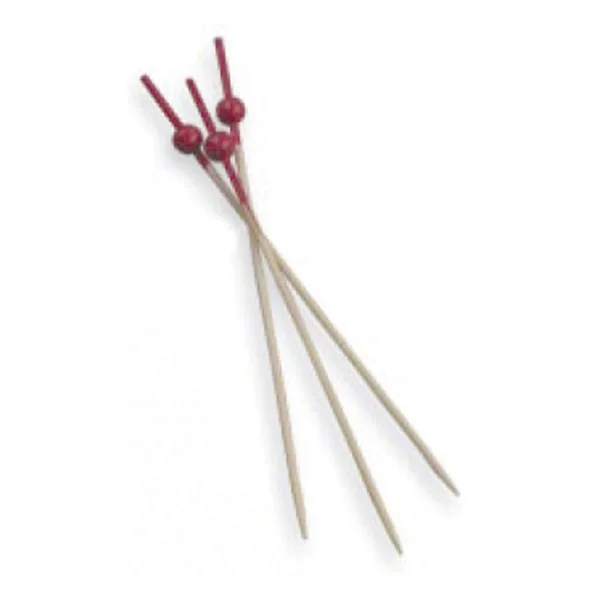 PIQUES "BOULE ROUGE" 9 (h) CM NATUREL BAMBOU (100 UNITÉ) - Garcia de Pou