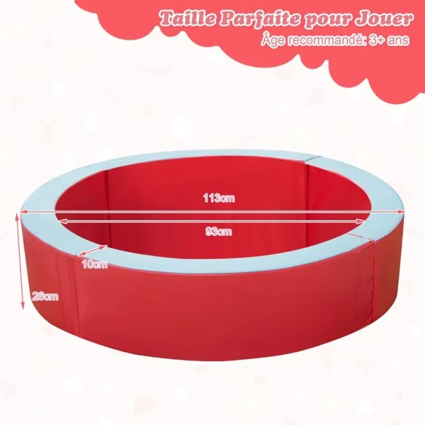 Piscine à Balles en Mousse avec 50 Balles Colorées pour Enfants de 3 Ans et Plus Parc avec Surface en PU Facile à Nettoyer pour la Crèche