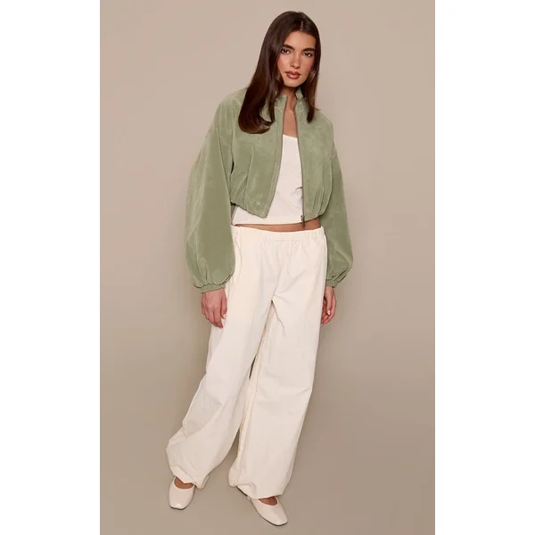 Pistache Blouson Aviateur Court En Synthétique