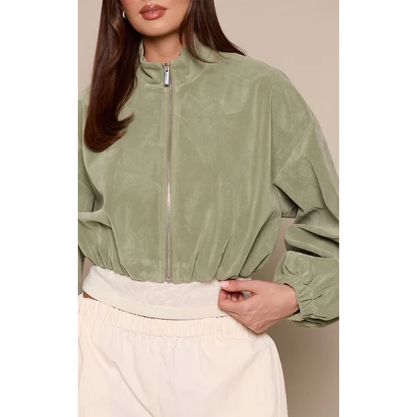 Pistache Blouson Aviateur Court En Synthétique