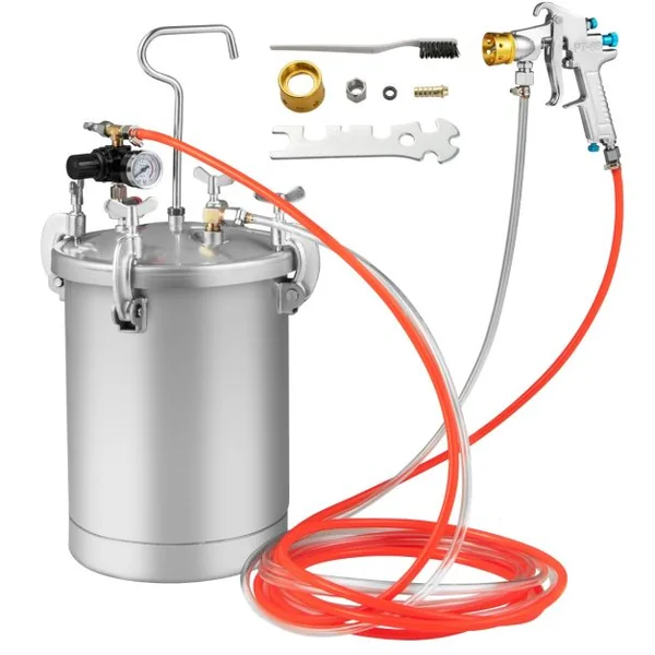 Pistolet de Peinture de 15 L Réservoir de Peinture à Haute Pression avec Baromètre 3,5 mm Buse 3 Boutons de Réglage 5 m