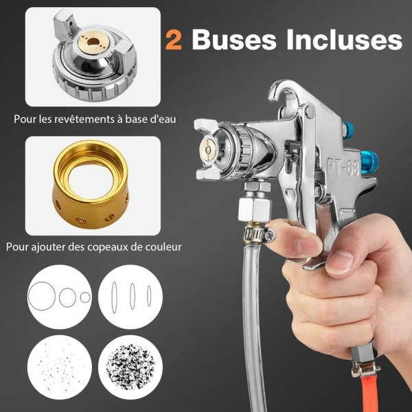 Pistolet de Peinture de 15 L Réservoir de Peinture à Haute Pression avec Baromètre 3,5 mm Buse 3 Boutons de Réglage 5 m