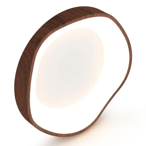 Plafonnier LED Luminaire Moderne 24 W avec Motif en Bois Cadre en Métal Lustre à Éclairage LED 3000 K Lumière Chaude Plafonnier LED Marron