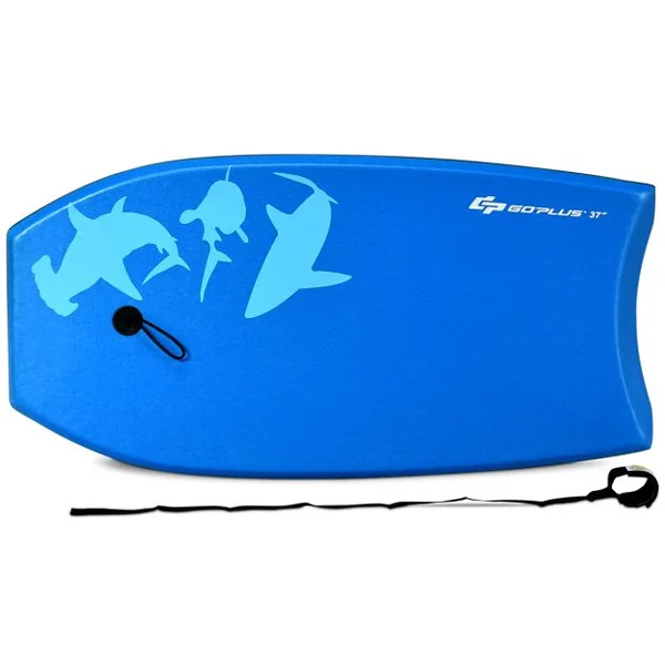 Planche de Bodyboard Surf avec Sangle de 90 CM et Dessin Multiple pour Débutant Enfant Adulte Taill S/M/L Bleu
