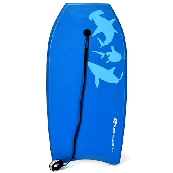 Planche de Bodyboard Surf avec Sangle de 90 CM et Dessin Multiple pour Débutant Enfant Adulte Taill S/M/L Bleu