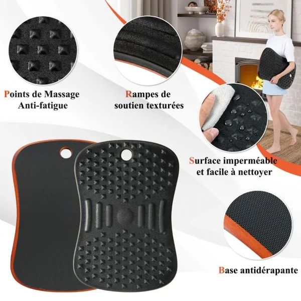 Planche d'Équilibre à Rotation à 360° avec Points de Massage et Base Antidérapante pour Bureau Debout Charge de 150 KG Noir