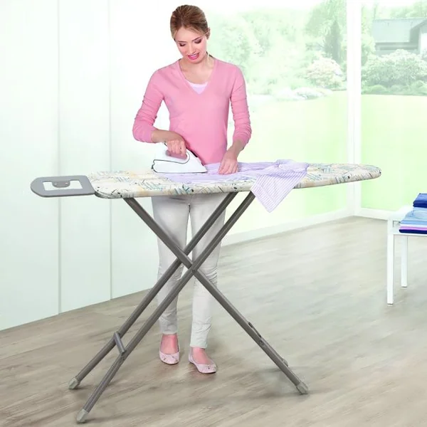 Planche à Repasse avec Support pour Fer 133 x 34 cm Table à Repasser en Acier Au Carbone avec Réglage en Hauteur Jaune+Bleu