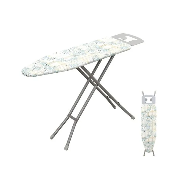 Planche à Repasse avec Support pour Fer 133 x 34 cm Table à Repasser en Acier Au Carbone avec Réglage en Hauteur Jaune+Bleu