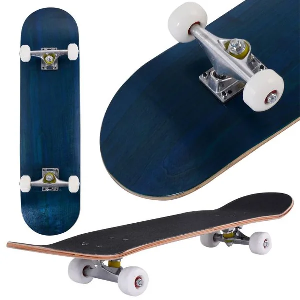 Planche à Roulettes pour Enfant Skateboard en Bois d'Érable à 7 Couches Incurvé Capacité 70 kg 79x20cm Bleu/Noir